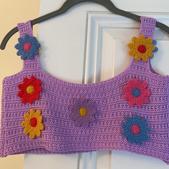 Lavender crochet flower shirt/top set - Picture 2 of 7